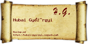 Hubai Györgyi névjegykártya